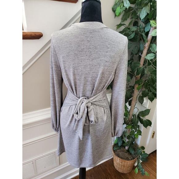 Sheln Women's Gray Polyester Crew Neck Long Sleeve Knee Length Dress Size Small - Picture 4 of 12